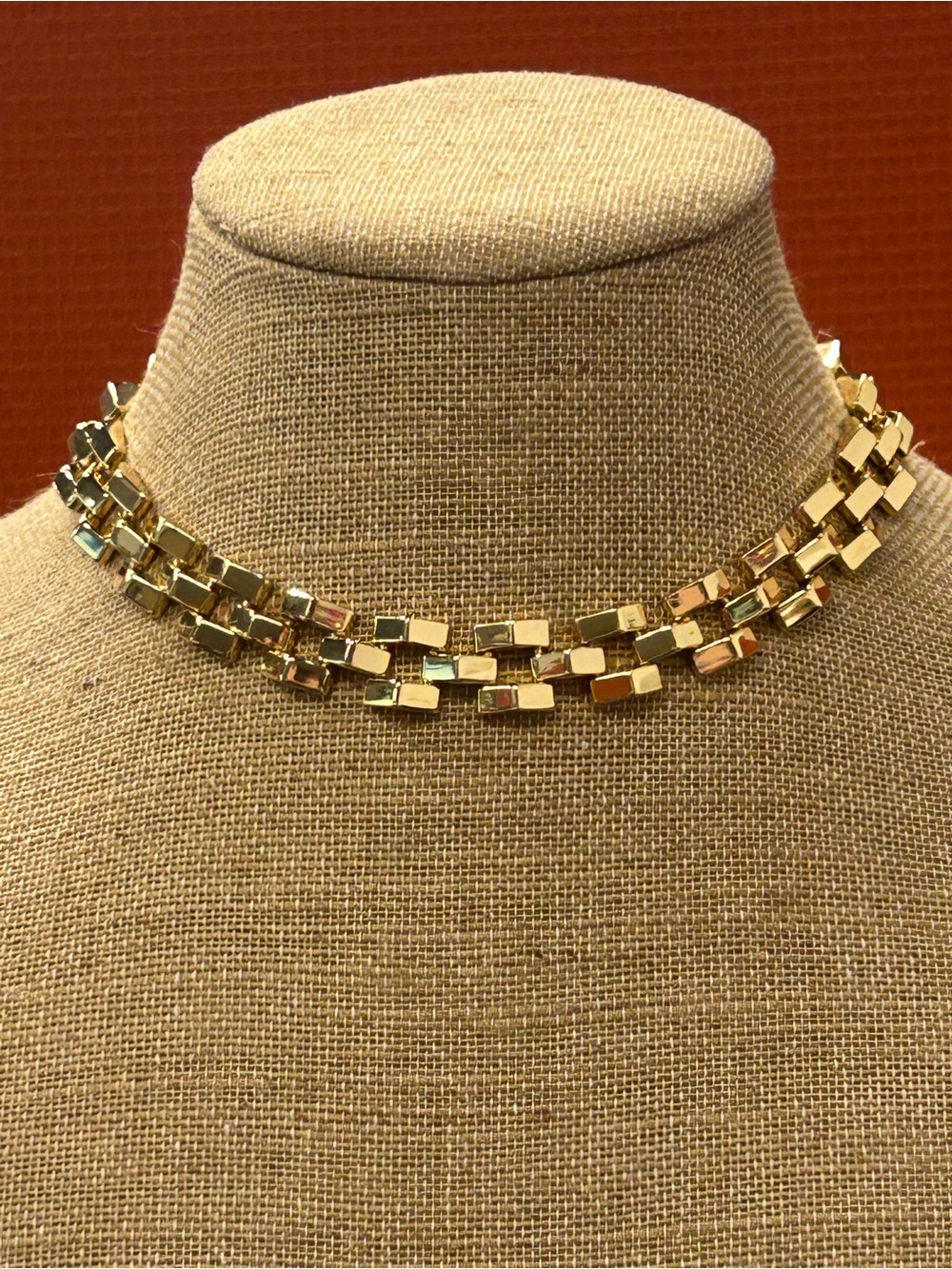 Gorgeous Lulu Frost gold plated pyramid link necklace